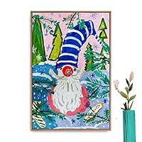 Framed Canvas Wall Art Christmas Santa Claus Canvas Prints Home Artwork Decoration for Living Room,Bedroom - 16x24 inches