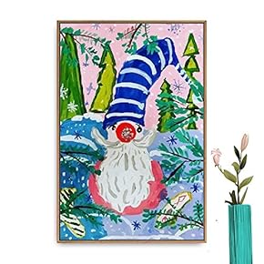 Framed Canvas Wall Art Christmas Santa Claus Canvas Prints Home Artwork Decoration for Living Room,Bedroom - 16x24 inches