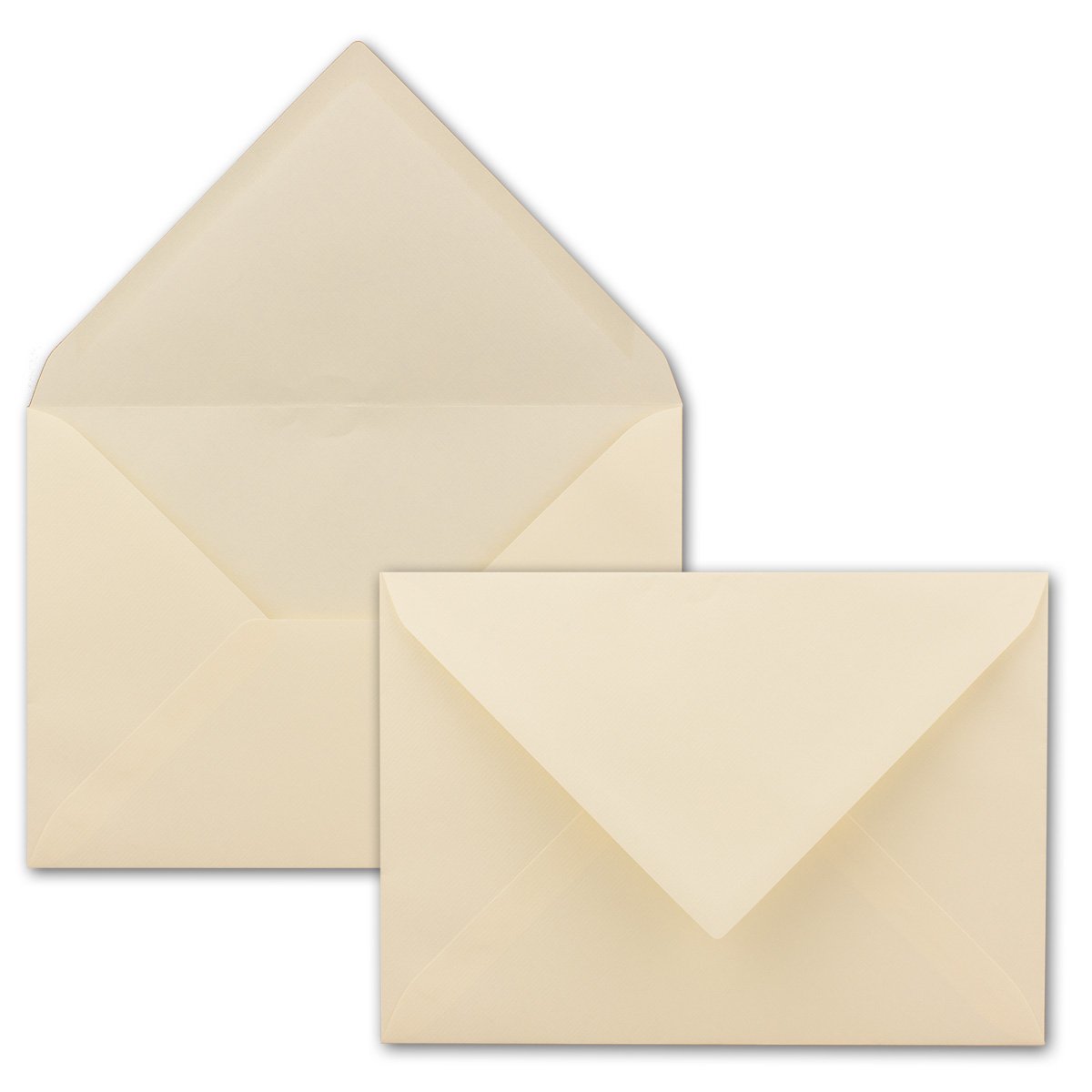 Envelopes in DIN C5 format, various designs, lined/unlined, ribbed/smooth 75 Stück Creme Egoutteur-Rippung