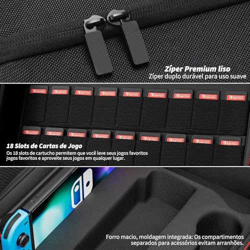 Case para Switch Oled, Case para Switch, Mochila de Armazenamento Compatível com Nintendo Switch