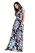 Lovezesent Women's Floral Print O Neck Short Sleeve Long Maxi Casual Dresses Large Blue