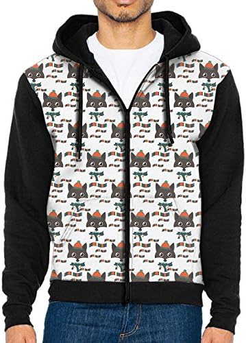 WeiGin Dance Happy Fox Fashion Full-Zip Long Sleeve Hooded Pocket Sweatshirt Coat Jacket For Men Teens Sports