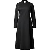 CAMDOM Church Clergy Dress for Women Minister Spring/Autumn Long Sleeve Loose Elegant Dress with Tab Insert Stand Collar