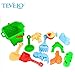 BIG Sand Bucket 12-Pcs Molds & Tools for Sand Boxes, Water Tables, Beach, Bath Tub, Pool or Kinetic Sand Toys For Baby, Kid and Toddler