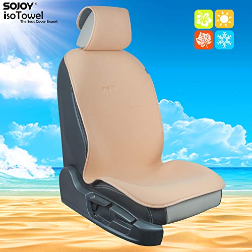 Sojoy Universal Four Season Fashionable Car Seat Cushion Cover for Front of 2 Seats (Cream)