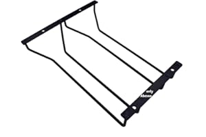 Abcsea 1 Piece Wine Glass Rack Under Cabinet, Stemware Rack Black, Wine Glass Holder, Goblet Wine Rack with Screws, 27cm 2 Ro