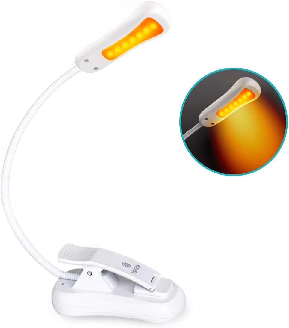 Vekkia Amber Rechargeable 7 Led Eye-Care Book Light,Blue Light Blocking Reading Light,3 Levels,1600K for Strain-Free, Healthy Eyes.Up to 70 Hours Reading.Perfect Gift for Bookworms.: Home Improvement