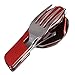 CAMTOA Stainless Steel Folding Spoon Fork Tool 2-in-1 Cutlery for Camping Hiking,Red