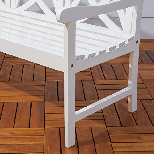 Vifah V1612 Bradley Outdoor Hardwood Bench, White - Thumbnail 4