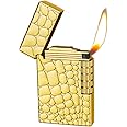 Lighters Soft Flame Lighter Traditional Flame Cigar Lighter with Adjustable Flame Dial Vertical Ignition Roller Good for Gift Outdoor Camping Hiking Fishing Grill Adventure Candle (Gold01)