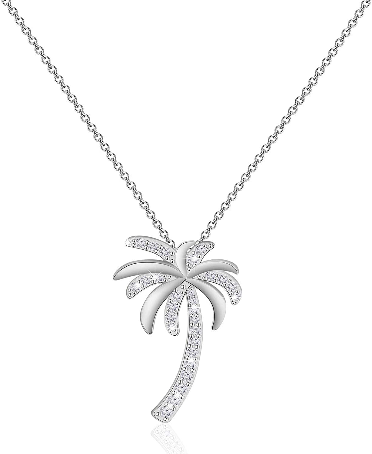 Generies Tropical Beach Jewelry CZ Palm Tree Pendant Necklace Hawaii Bridal Beach Wedding Jewelry Bridesmaid Gifts (tree necklace)