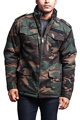 G-Style USA Men's Heavy Twill Padded Military Jacket 8CJ01 - WOODLAND CAMO - Large