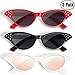 Elimoons Cat Eye Sunglasses 50S with Rhinestones, Black/Red/White, Pack of 3