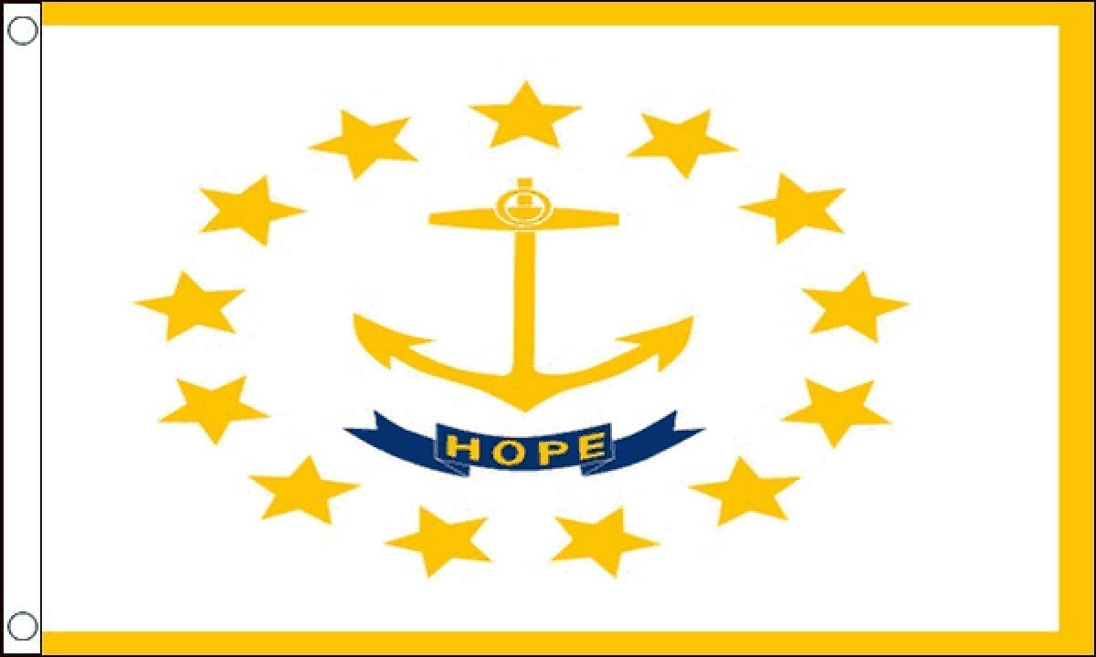 Rhode Island Flag - 5 x 3 FT - US State - 100% Polyester With Eyelets Banner - FlagSuperstore