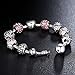 YOUFENG Love Beads Charms Bracelet for Women Snake Chain Unicorn Charm Flower Charms Bracelets Birthday Gifts for Her Pink Zircon