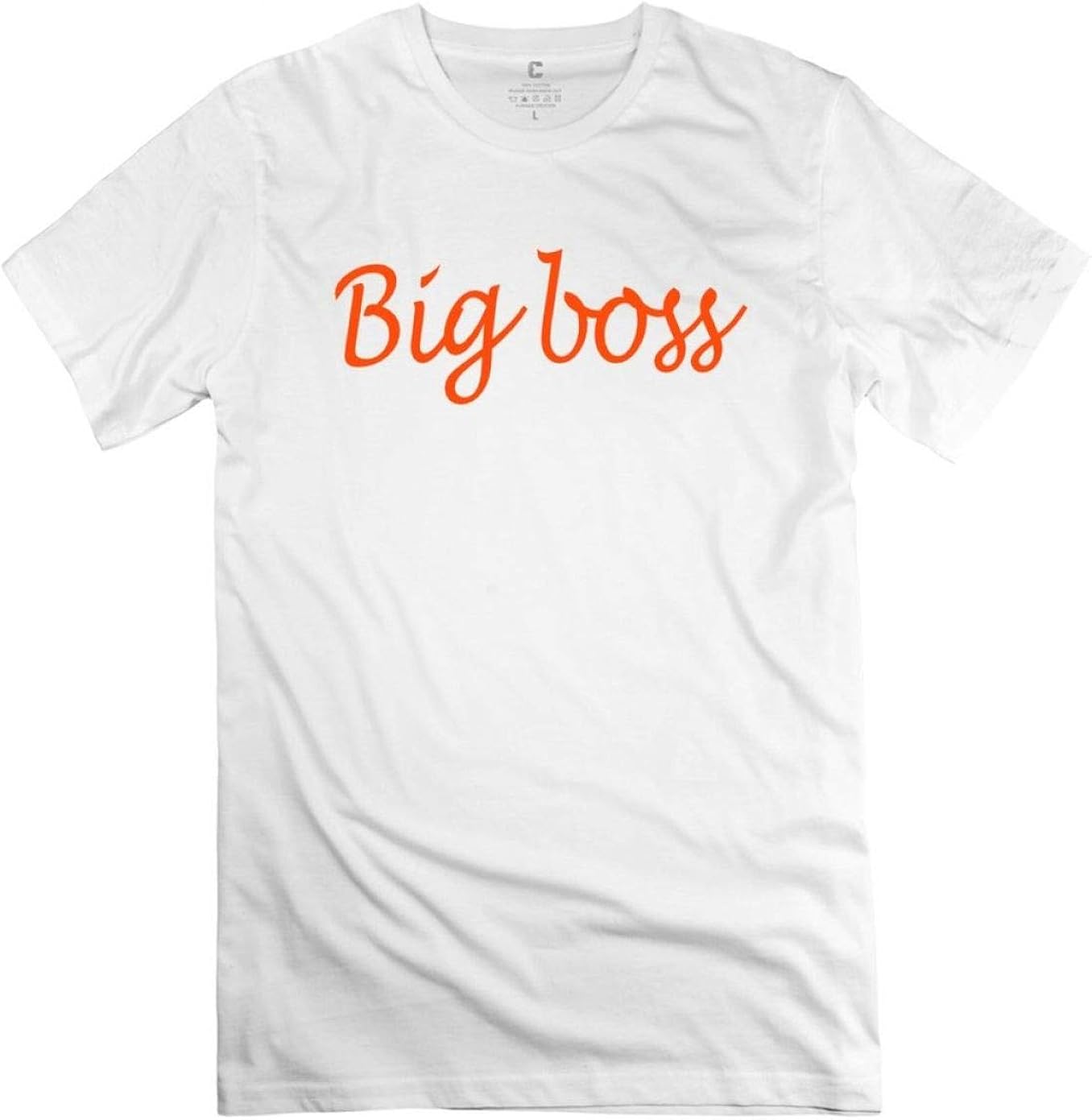 Big Boss White Adult Standard Weight T-Shirt for Men Tee for Men S Black