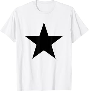 Cool Big Large Black Star T-Shirt