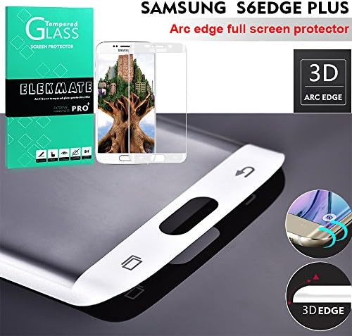 Samsung Galaxy S6 Edge+ / S6 Edge Plus Screen Protector, ELEKMATE Tempered Glass Screen Protector for Samsung S6 Edge Plus [3D Curved Full Coverage Screen Protection] [Retail Package] (White)