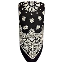 USA Made Black Paisley VELCRO®Brand Adjustable Close Bandanna Mask Face Cover Reversible Dust, Bug Mask, Sun and Exhaust Protection, Motorcycle ATV Rider Hand Made By My Skull Store