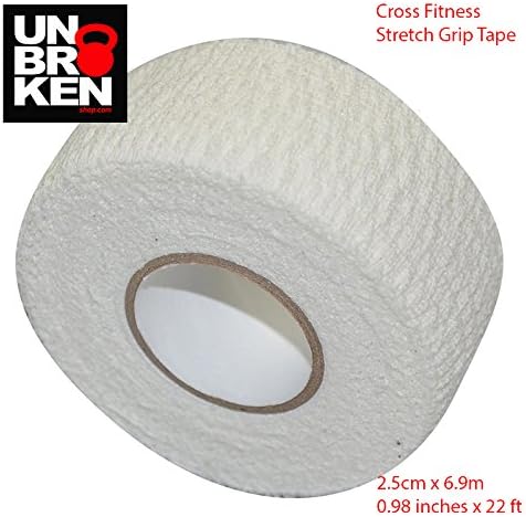 Cross Fitness Athletic tape roll full stick for sport wrap adhering grip compare Johnson rock tape goat tape (White)