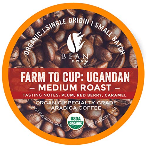 Bean Envy Organic Single Serve Coffee Pods - Fair Trade, Specialty Grade, Small Batch, Medium Roast - Compatible With Keurig Brewers - Ugandan (16ct)