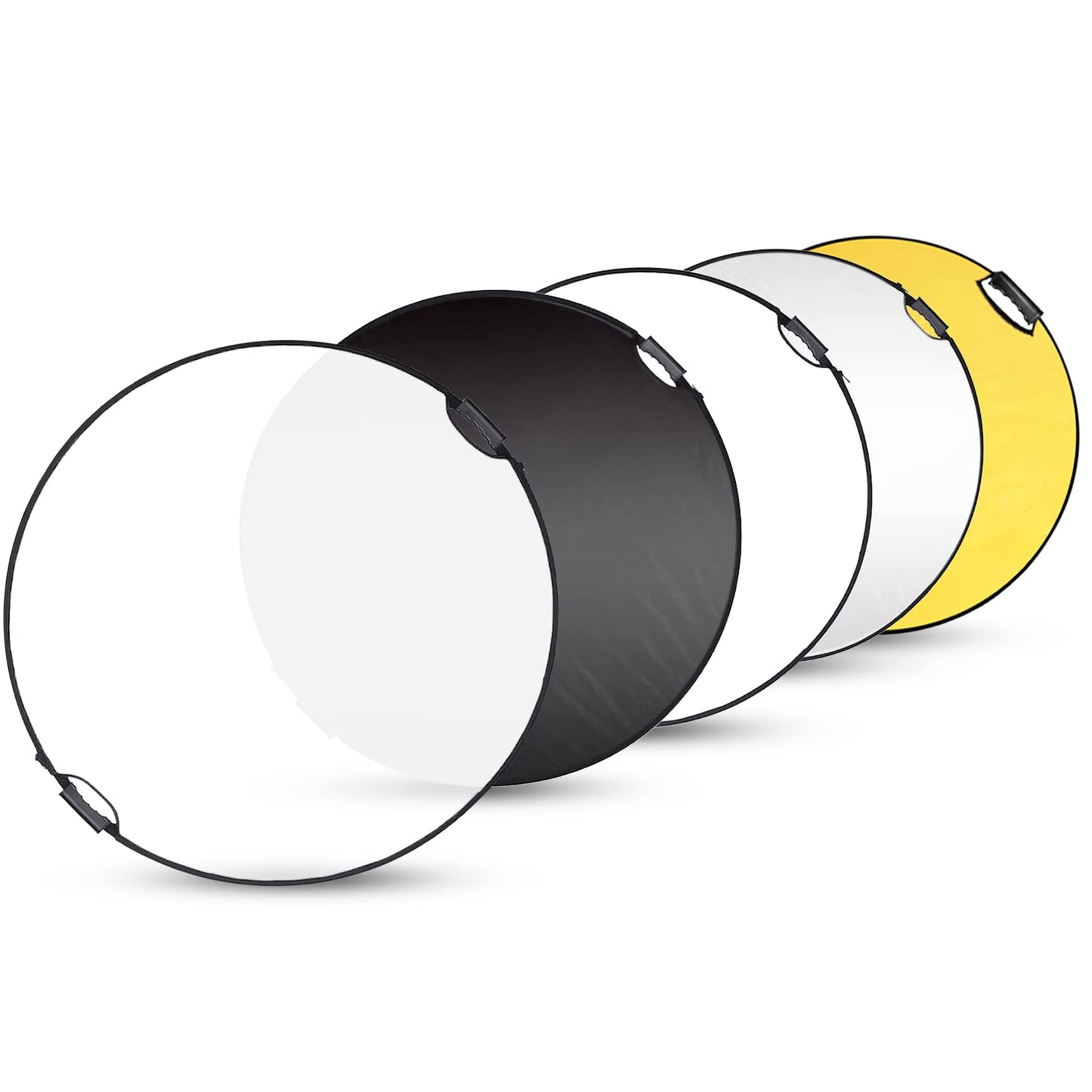 Selens 5 in 1 110cm Light Reflector Photography Diffuser Collapsible Portable with Handle Lighting Round Disc Gold/Silver/White/Black/Translucent for Photo Studio Portrait Product Indoor Outdoor