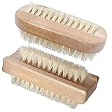 Beautyours 3.75'' Wooden Hand &Nail Brush 2PCS Set Natural Bristle SPA Dual Surface Two-Sided