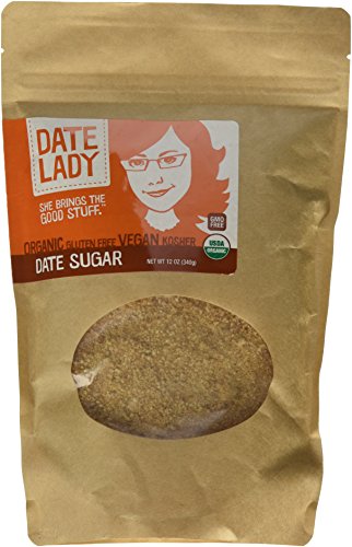 Date Lady Pure ORGANIC Date Sugar NON-GMO, VEGAN, GLUTEN-FREE & KOSHER A Complete Whole Food Sweetener and Great Sugar Alternative in Baking 12oz 1