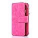 iPhone 7 Plus Case, iPhone 8 Plus Case, CaseUp 12 Card Slot - [Zipper Cash Storage] Premium Flip PU Leather Wallet Case Cover With Detachable Magnetic Hard Case - Pink
