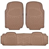 Motor Trend HD FlexTough Rubber Floor Mats for Car Truck SUV & Van - 100% Odorless & Super Heavy Duty (Beige)