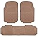 Motor Trend HD FlexTough Rubber Floor Mats for Car Truck SUV & Van - 100% Odorless & Super Heavy Duty (Beige)