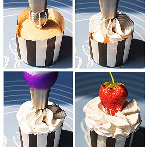 Tukcherry 8pcs Douilles Pâtisserie, Poche à Douille Accessoires de Décoration en Acier Inoxydable 304 Décoration de Gâteaux pour Tarte, Biscuit, Pâtisserie, Bonbon, Gâteau, Cupcakes et Cookies