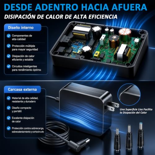 TRYXZSZ Cargador y Adaptadores para Portátil 65W 19V 3.42A, Compatible ASUS/HP/DELL/Acer Portátil, con 3 Convertidores, para ASUS Vivobook 17 X1704/16 X1605 M1605/15 X1502 X1504 X1505/14 X1405 X1404