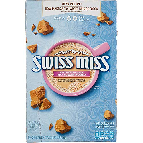 Swiss Miss No Sugar Added Hot Cocoa Mix, Milk Chocolate, 60 Count