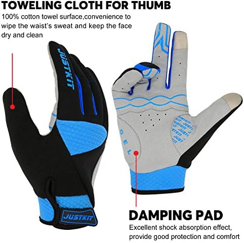JUSTKIT Cycling Gloves -Touch Screen Full Finger Bike Gloves - Windproof Mountain Bike Gloves - Road Racing Bicycle Gloves - Gel Pad Biking Gloves For Women and Men