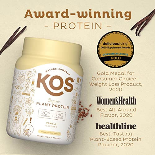 KOS Organic Plant Based Protein Powder, Vanilla Delicious Vegan