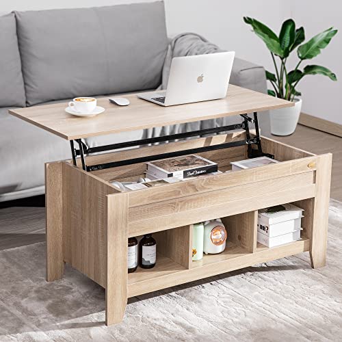 VIVOHOME Lift Top Coffee Table, Dining Table with Hidden and 3 Open