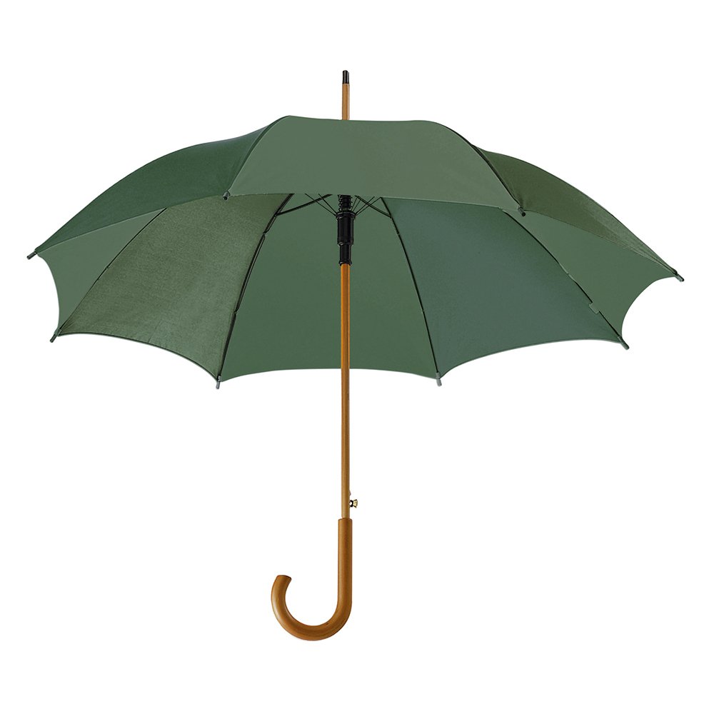 eBuyGB Automatic Classic Wooden Crook Handle Folding Umbrella 41.5" (Green) — image 1