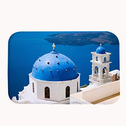 TrUiuiui Super Soft Non-slip Santorini Bath Mat Coral Fleece Area Rug Door Mat Entrance Rug Floor Mats for Front Outside Doors Entry Carpet 40 X 60 cm