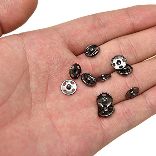 Pomeat 100pcs Black Metal Snaps Sew-on Snap Buttons for Sewing Clothing 10mm