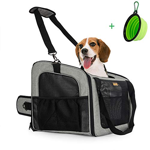 MARKSIGN Pet Booster Seat with Built-in Tether and Removable Plush Liner, Pet Carrier, Holds Small Dogs up to 20lbs. - Thumbnail 7