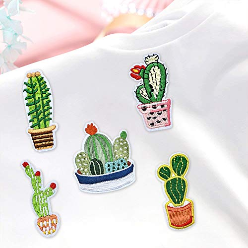 PGMJ 35 Pieces Plant and Vegetable Leaves Iron On Patch, Cute Plant Potted Cactus Assemble Patch for Arts Crafts DIY Decor, Jeans, Jackets, Kid's Clothing, Bag,Caps,Arts Craft Sew Making (K32)