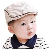 Creazy Cute Baby Infant Boy Girl Stripe Beret Cap Peaked Baseball Hat (Khaki)