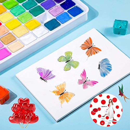 AOOK HIMI MIYA Gouache Paint Set, 56 Colors x 30ml Unique Jelly Cup Design in a Carrying Case Perfect for Artists, Students, Gouache Opaque Watercolor Painting（Comes with red dot drawing plate）