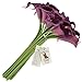 Luyue Calla Lily Bridal Wedding Bouquet Head Lataex Real Touch Flower Bouquets Pack of 20 (Dark purple)