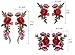 Comfun 12 Pack Red Rose Flower Patch Badge Embroidered Floral Applique Sew On Decorative Patches (6 Pack)