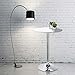 Leopard MDF Round Top Not Adjustable (41 INCHES Height) Bar Table, Pub Table with Silver Leg and Base (White)