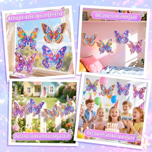 Gift Girl 6 8 10 7 5 9 Years, Children's Manual Activity Butterfly Diamond Painting Child Toy Girl 6 7 8 9 Years, Creative Hobbies 6 8 10 Years Sun Catcher Window Color Deco Birthday Gifts 4-12