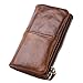 Le'aokuu Mens Genuine Leather Vintage Wallet Organizer Checkbook Card Case (Brown)