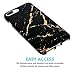 JAHOLAN Black Gold Marble Design Clear Bumper TPU Soft Rubber Silicone Cover Phone Case Compatible with iPhone 7 Plus/iPhone 8 Plus